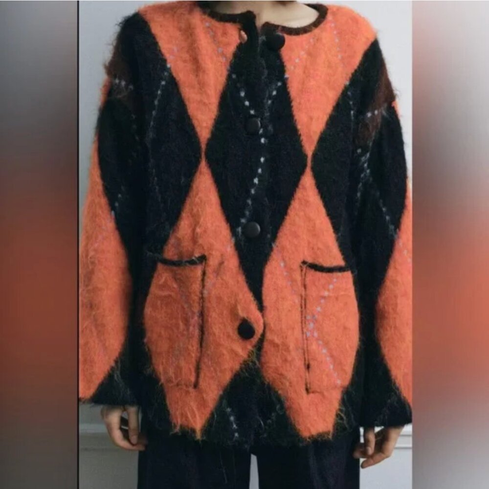 Zara KNIT JACQUARD CARDIGAN NWT - Picture 7 of 14